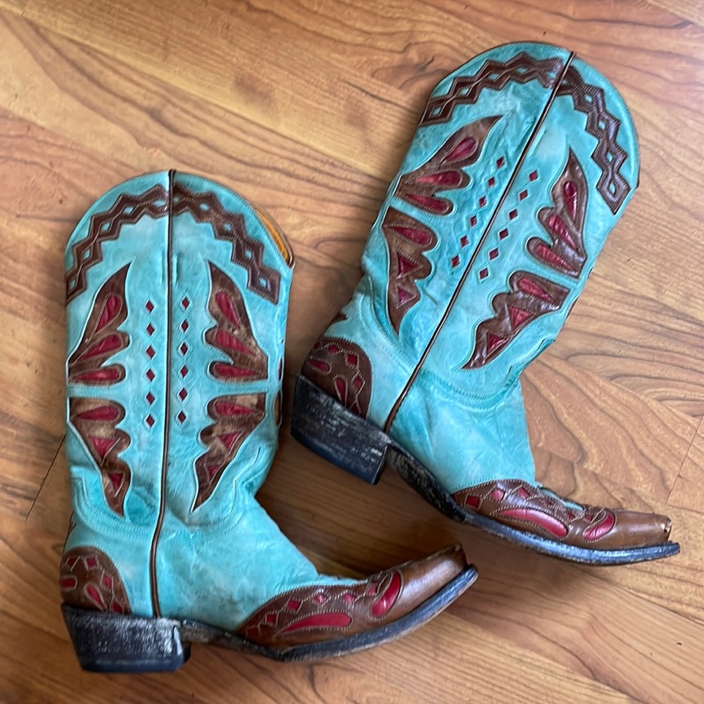 Old Gringo Monarch Aqua Teal Brass Cowboy Boots